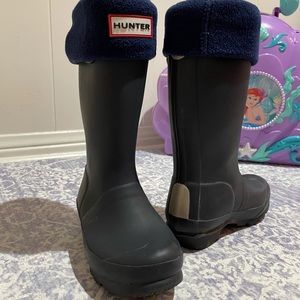 Navy Kids Hunter Rain Boot & Liner Size 12